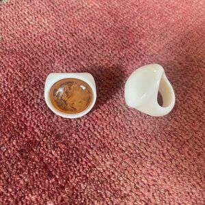 Zara Ecru Resin Rings Set of 2